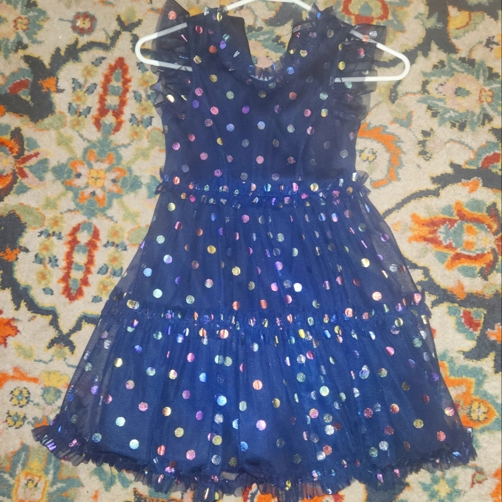 Girls Blue Dot Dress